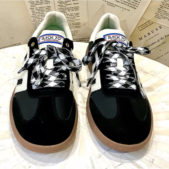 Free People Back 70 Ghost Sneakers Black Mixed Material 2 Tone Laces - Picture 8 of 11